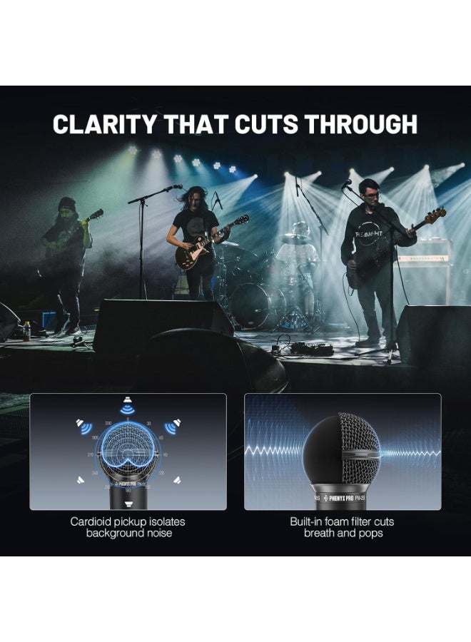 Phenyx Pro Dynamic Vocal Microphone Wired Handheld Cardioid Microphone with On Off Switch, 16.4 ft XLR Cable, Mic Clip, Storage Bag for Singing Stage Studio Karaoke PM-25S - Image 4